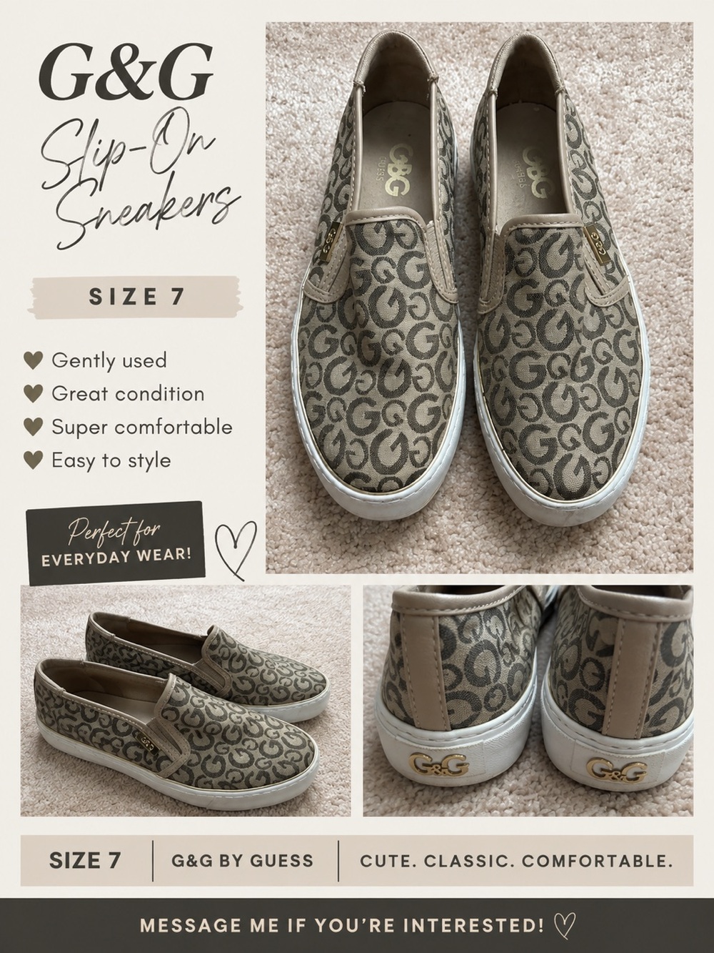 G by Guess Tan Logo Slip-On Sneakers